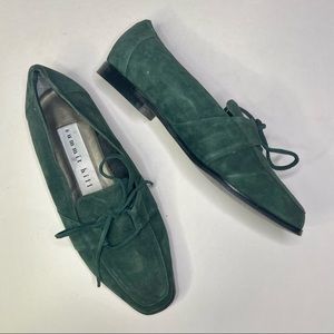 VTG 90s Summit Hill “Kristi” Green Suede Square Toed Flats